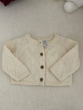 Carter's Cream Diamond Knit Baby Cardigan